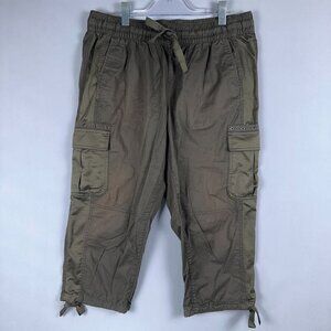 Lane Bryant Cargo Capri Pants Womens Size 14/16 Drawstring Waist Olive Green